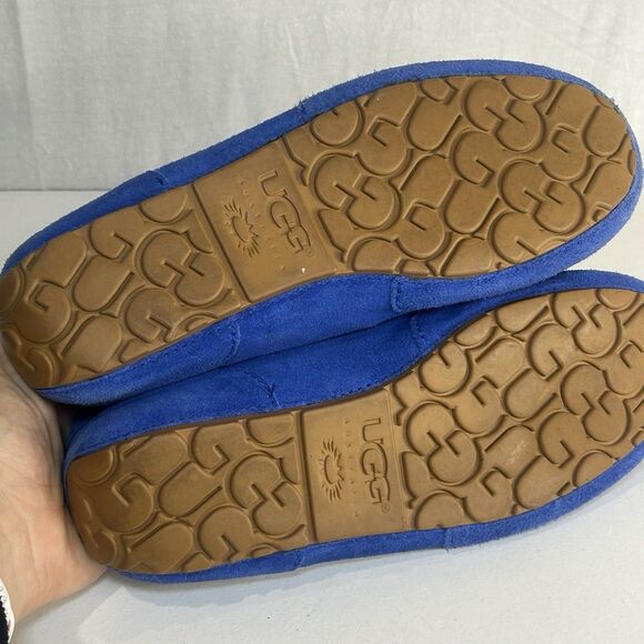 UGG® Men\'s Chester Blue Suede Moccasin Slippers Size 9